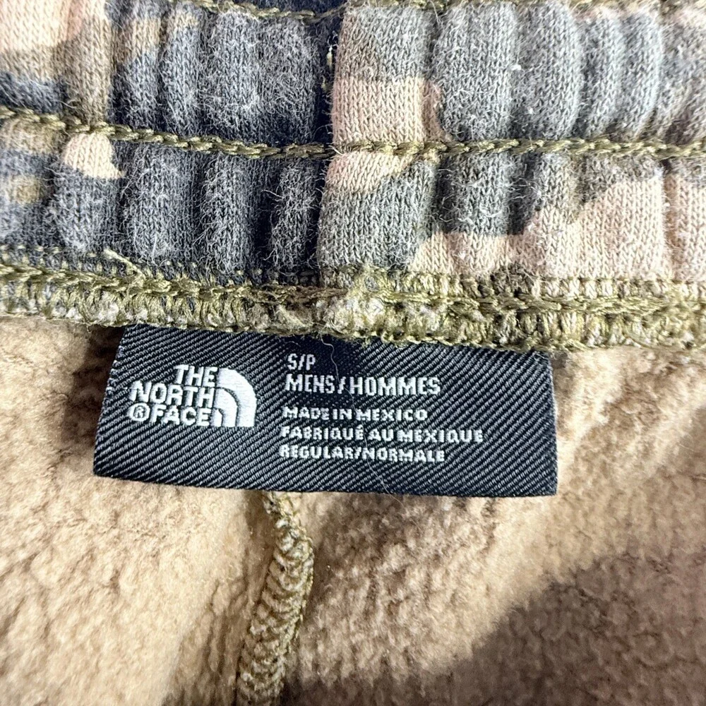 The North Face Mens Small Camo Fleece Joggers Green Camouflage Sweatpants